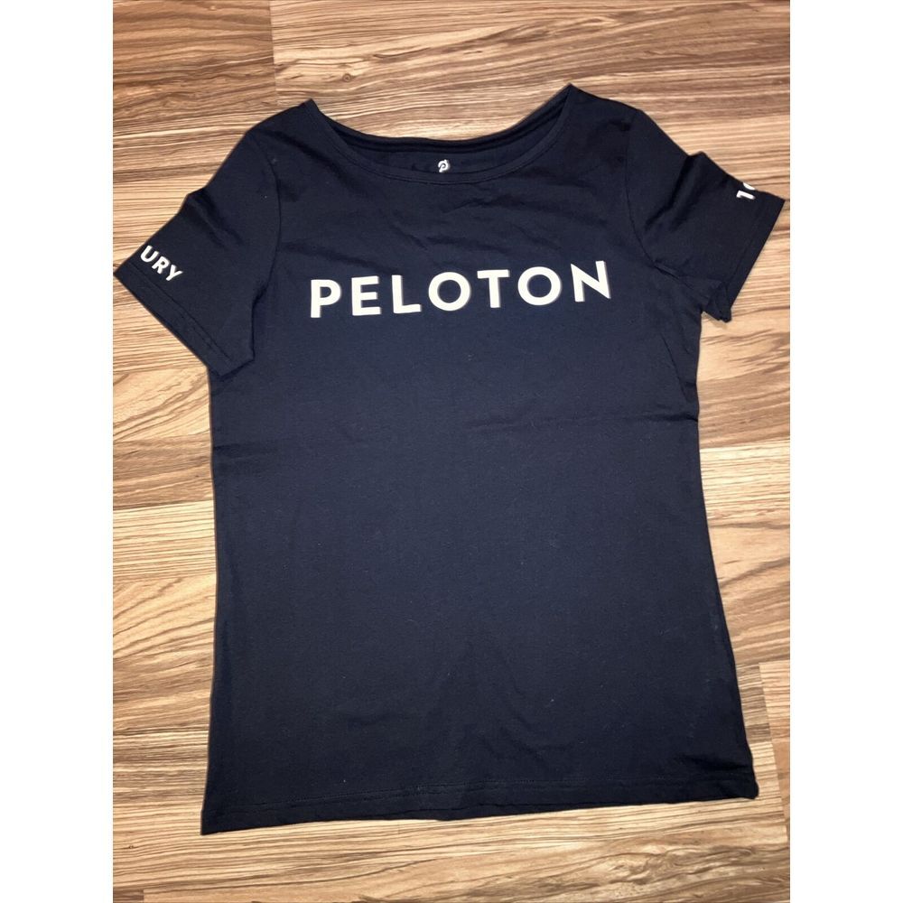 PELOTON T-SHIRT WOMENS SIZE: S CENTURY 100 RIDES BLACK SHORT SLEEVE GRAPHIC TEE